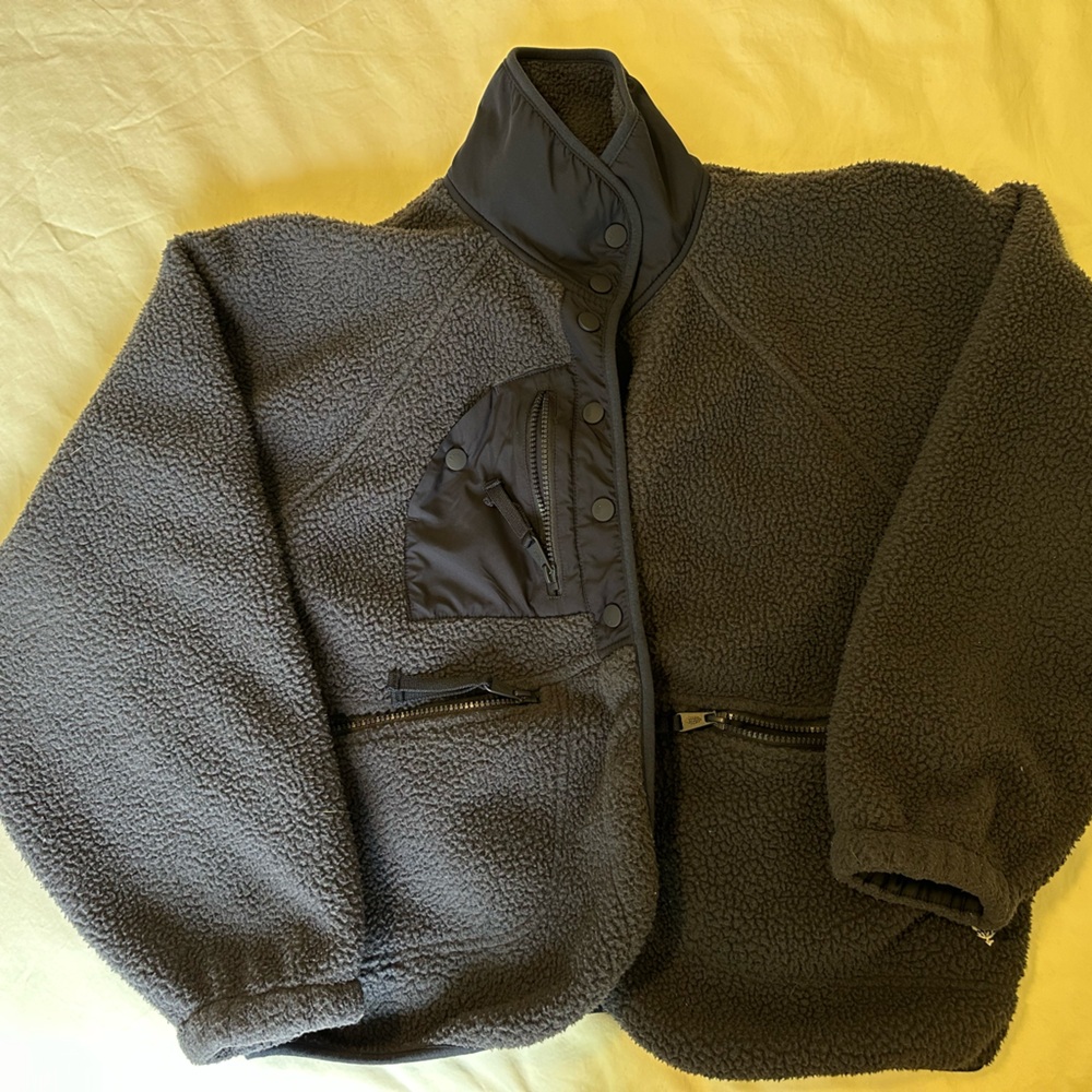 Free People - Navy Fleece Jacket